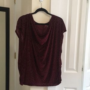 Lane Bryant maroon cowl neck top